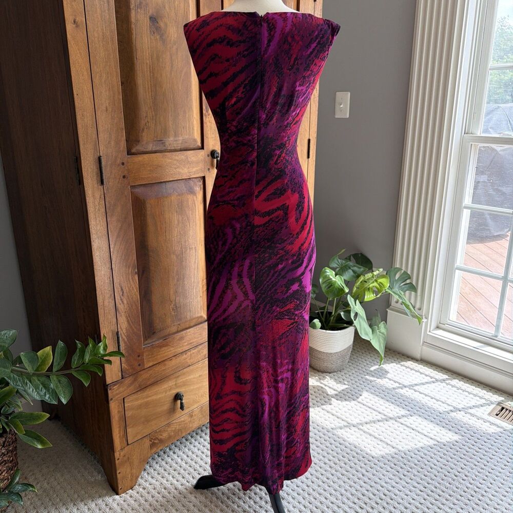Vintage Y2K Cache Bodycon Bold Animal Print High Zippered Leg Maxi Dress Size XS - Picture 6 of 8